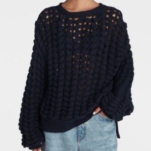 KBB by KAHLANA Women's Pullover Sweater 'The Chunky Knit Crew' - Navy Blue XS